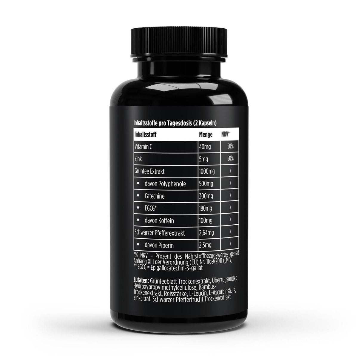 Green Tea Extract 1000 mg + Zinc/C/Piperine - 180 Vegan Capsules