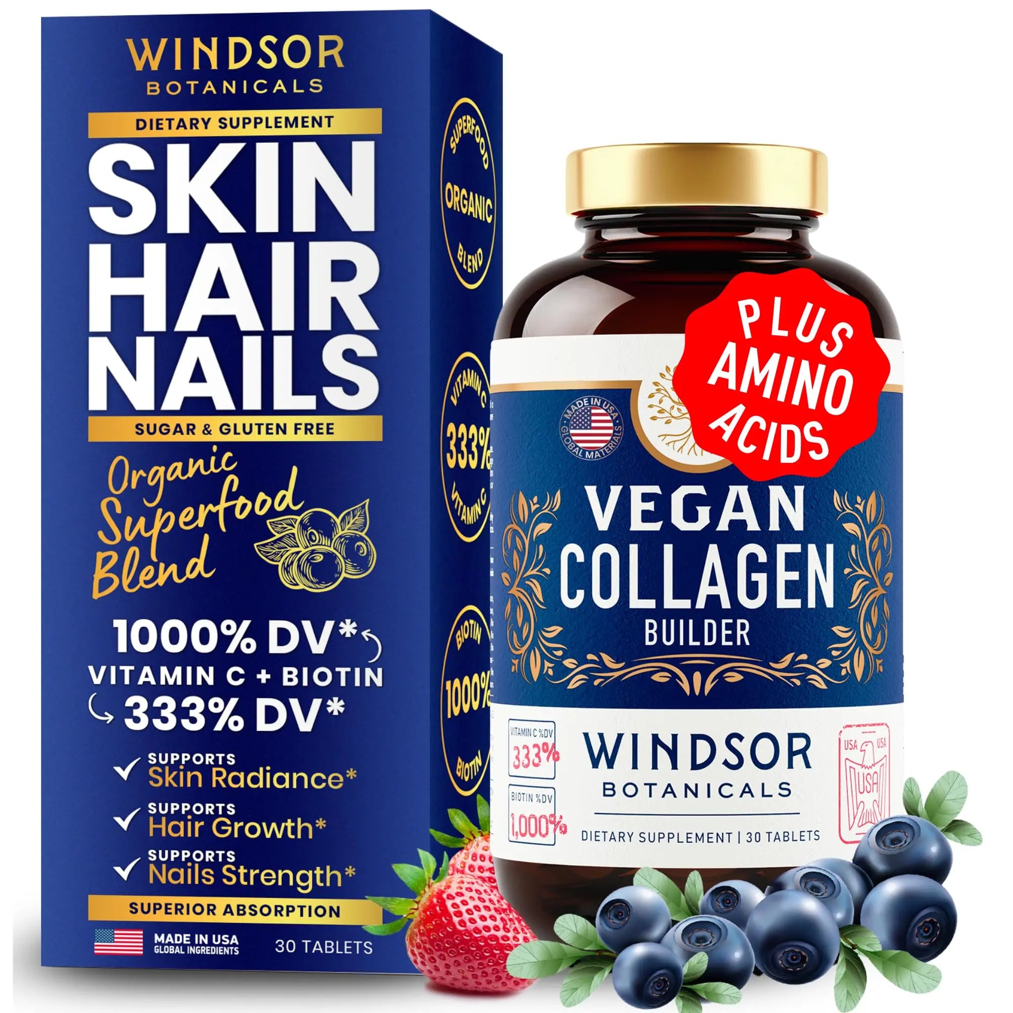 WINDSOR BOTANICALS Vegan Collagen Builder - Plant Based Vegan Collagen Supplements for Women - 30ct My Store