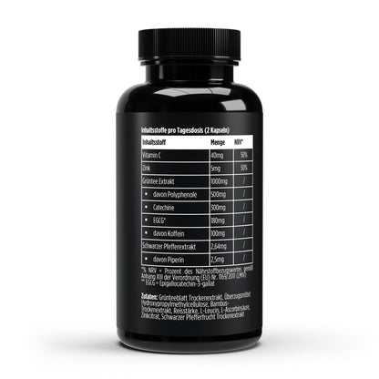 Green Tea Extract 1000 mg + Zinc/C/Piperine - 180 Vegan Capsules
